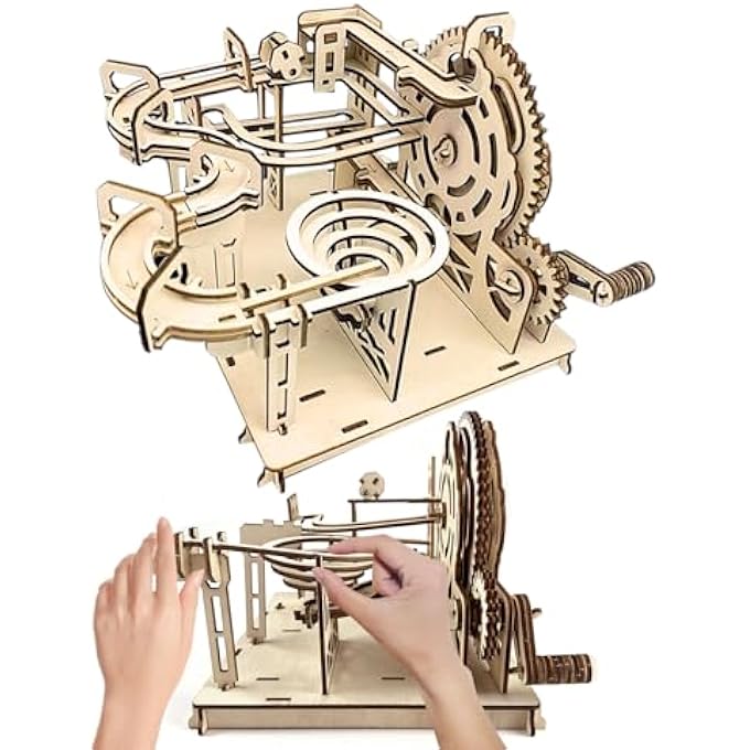 3D WOODEN PUZZLE TRACK FOR MARBLES CONSTRUCTION KIT MECHANICAL MODEL, WOODEN MODEL KIT FOR 3D PUZZLES, 3D PUZZLE TRACK WOODEN MARBLES, WOODEN CONSTRUCTION MODEL SET FOR ADULTS AND CHILDREN - Image 1